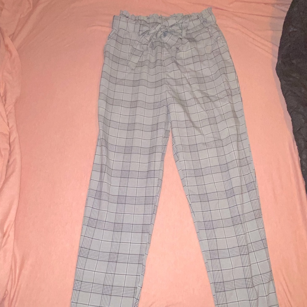 Business casual plaid grey and black pants